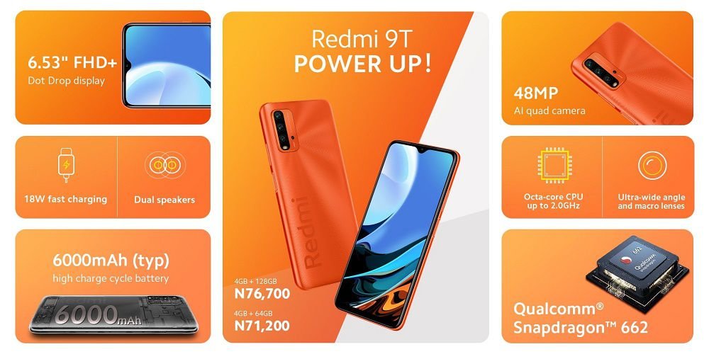 Xiaomi brings Redmi 9T with 6000mAh battery to Nigeria; starting at N71,200