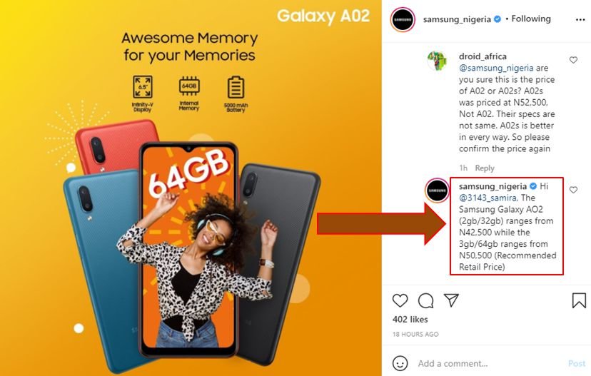 Cheaper Galaxy A02 arrives in Nigeria and other African countries