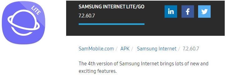 Key features of Samsung Internet Lite