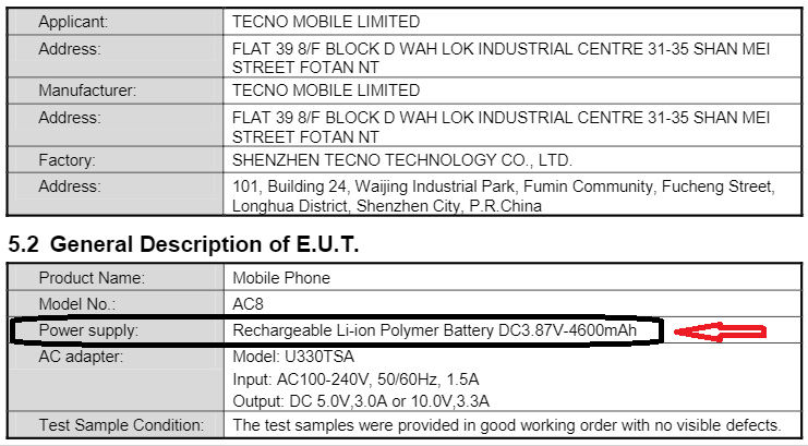 Tecno AC8, a.k.a Phantom X now listed on FCC with 4600mAh battery