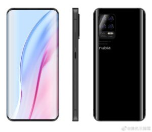 Nubia Z30 render shows an under-display selfie camera, quad-cam with periscope