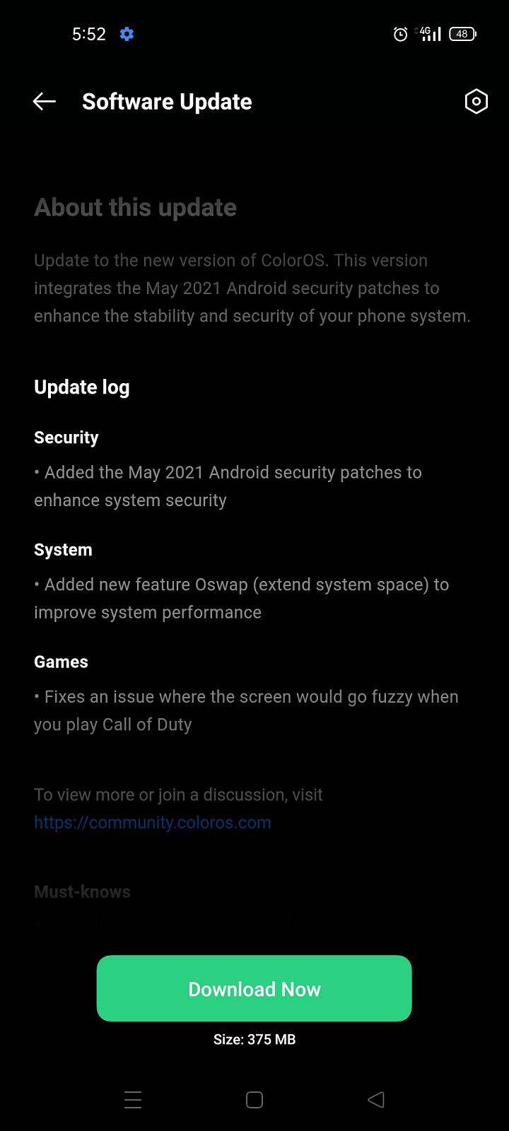OPPO is updating Reno5 F with May 2021 Android security patch