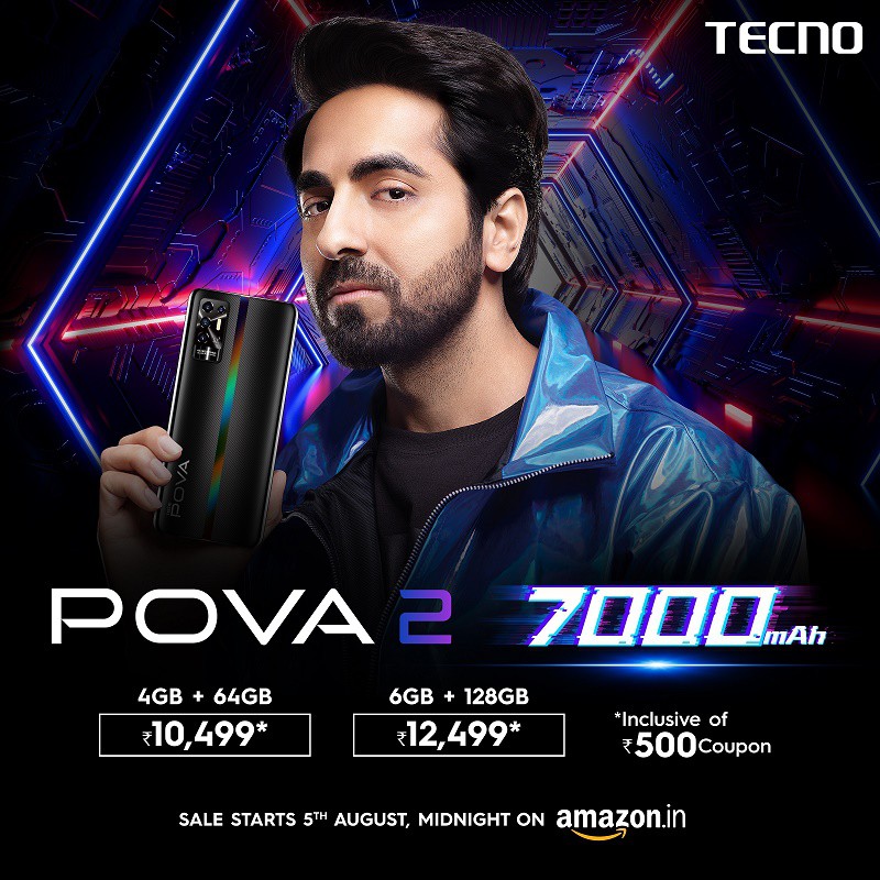 Tecno POVA 2 now official in India with 7000mAh battery
