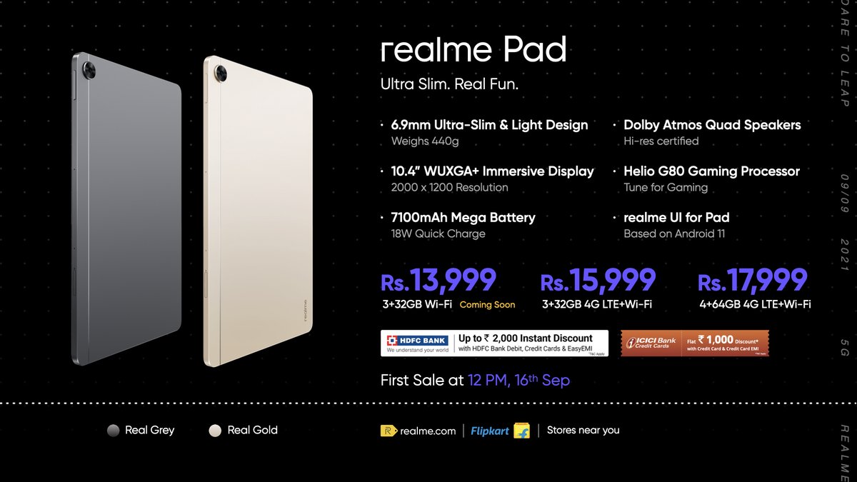 Meet the first Realme tablet; a 10.4-inches Pad, powered by Helio G80 CPU.