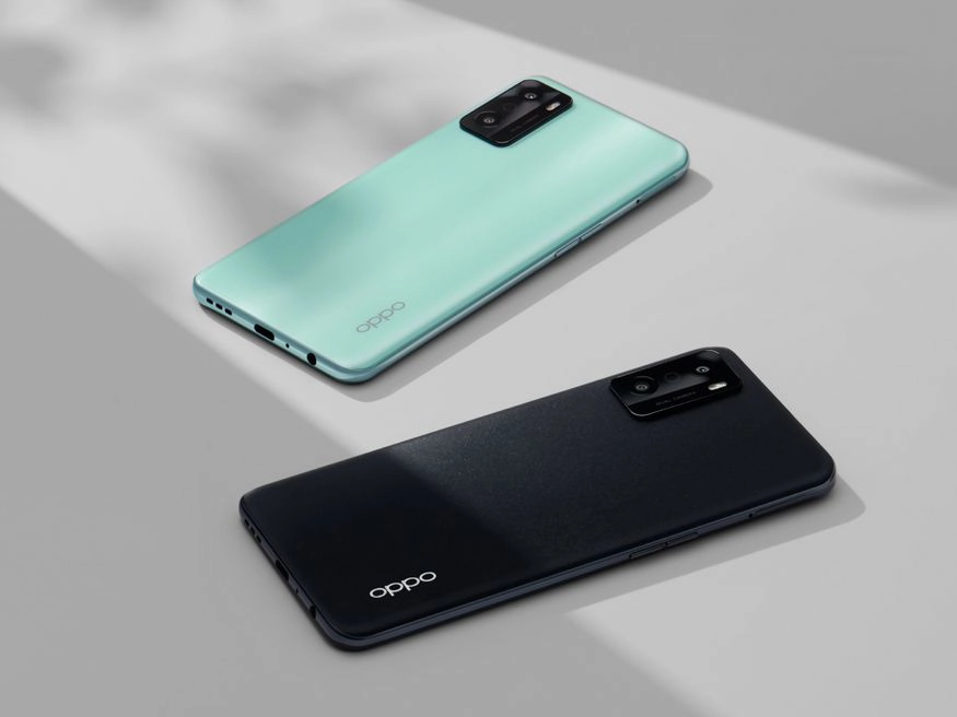OPPO A55s 5G black and green color