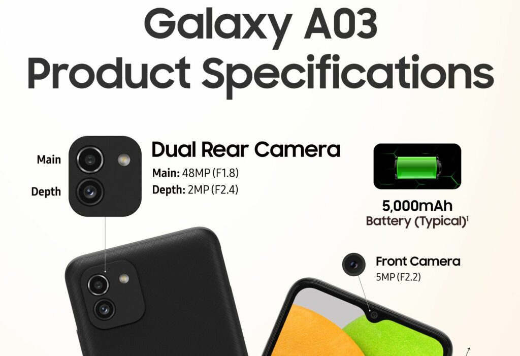 Spark 8C vs Hot 12i vs Galaxy A03; which of these should you buy? 3 Samsung Galaxy A03 specs