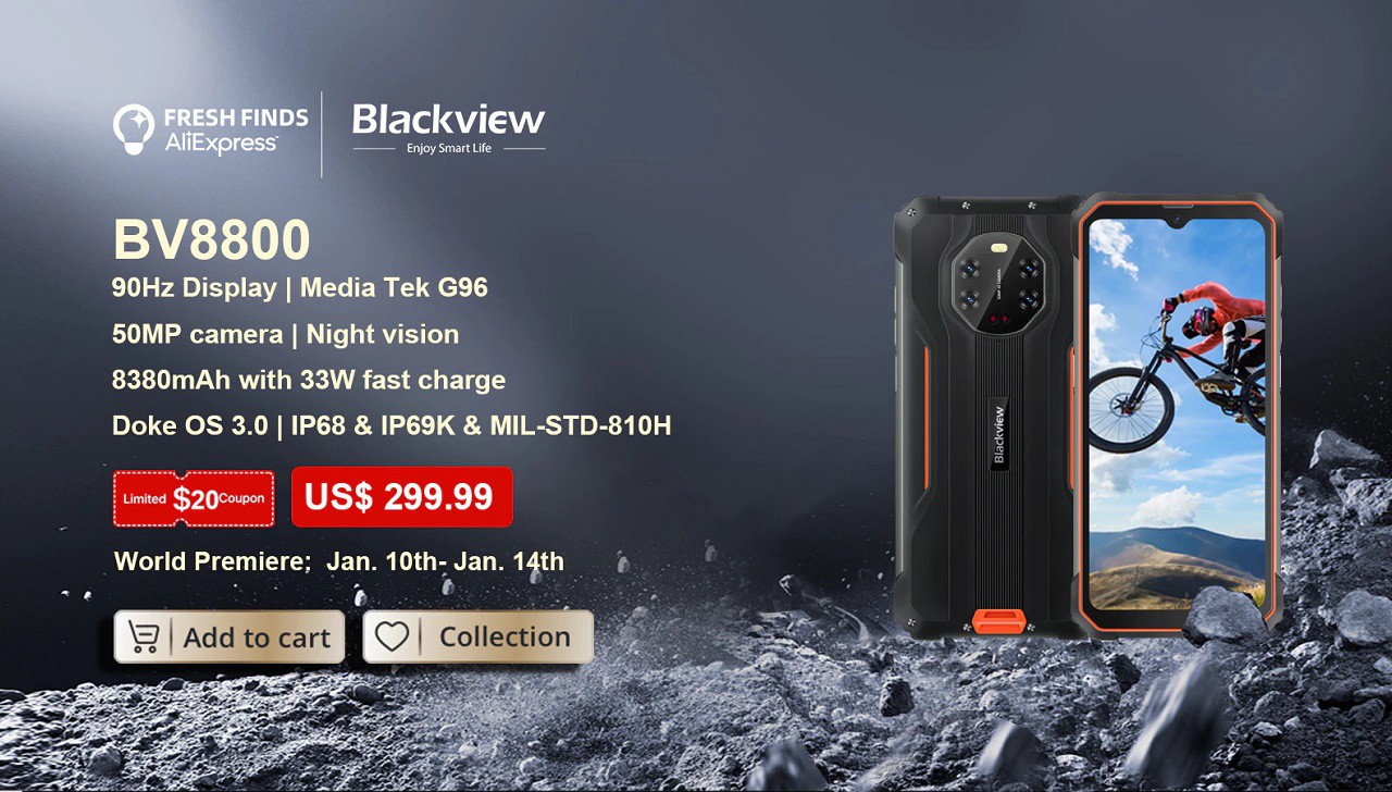 Blackview BV8800 with Helio G96 CPU and 8380mAh battery announced