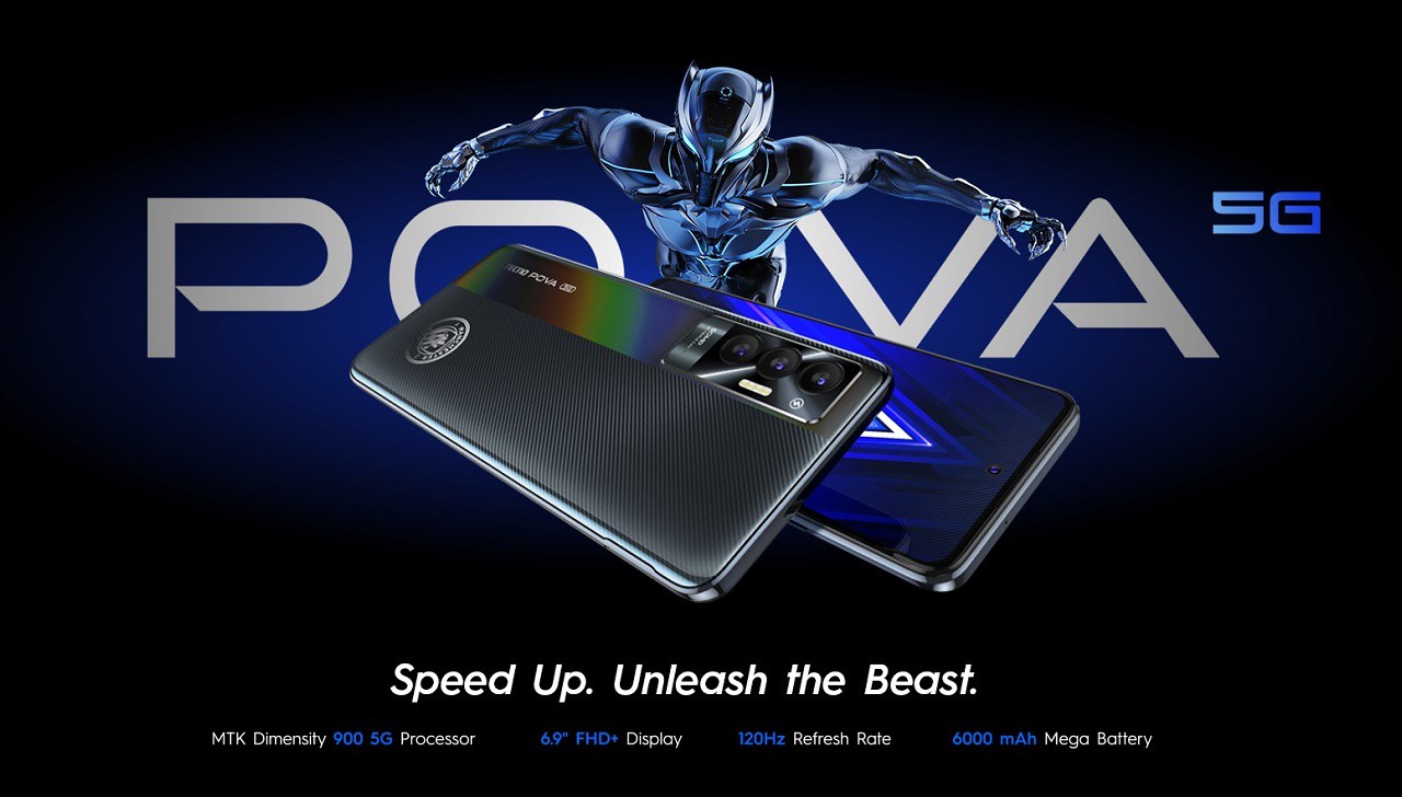 First Tecno 5G smartphone goes official with Dimensity 900 CPU, LPDDR5 and UFS3.1 Tecno POVA 5G now official