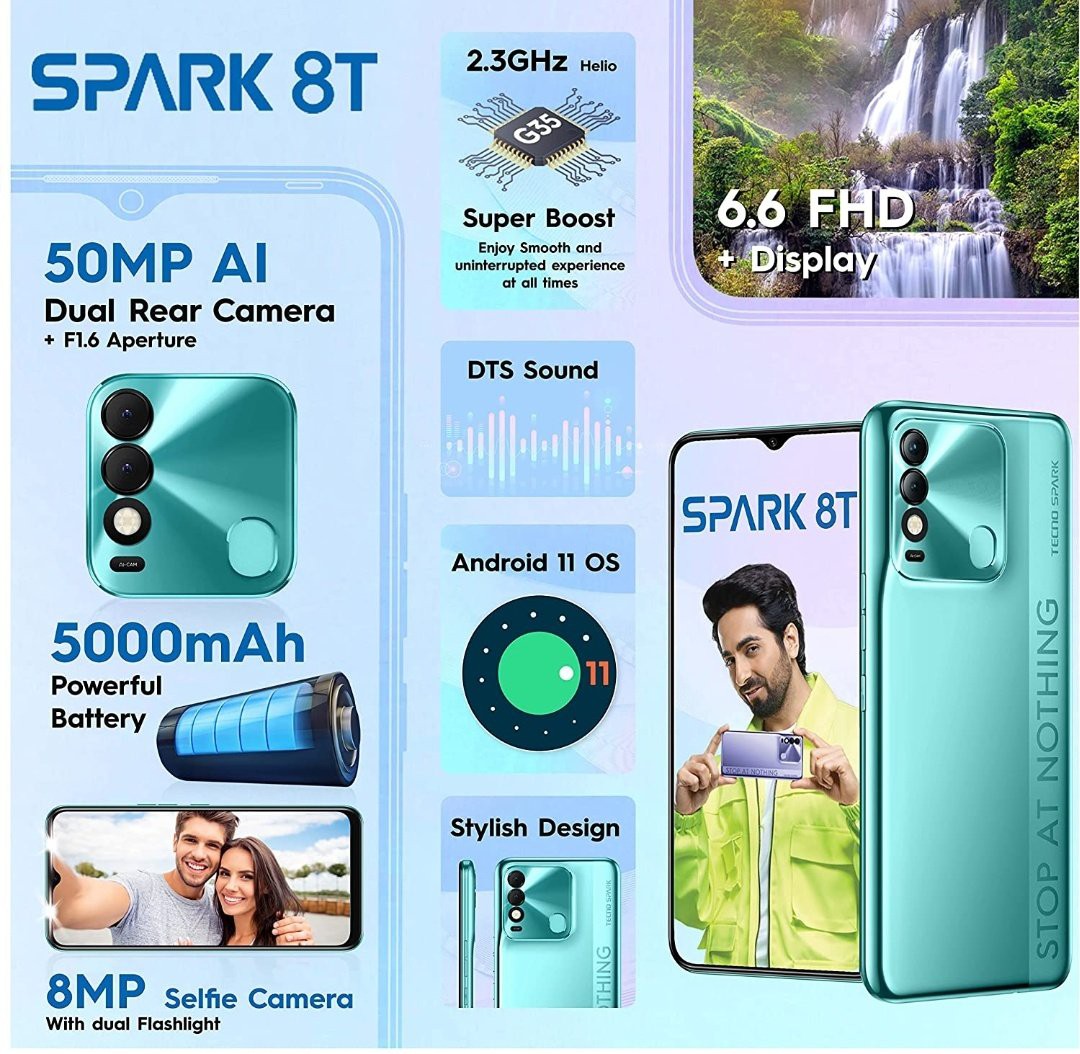 Tecno Spark 8T goes official in India with 50MP camera and Helio G35 CPU