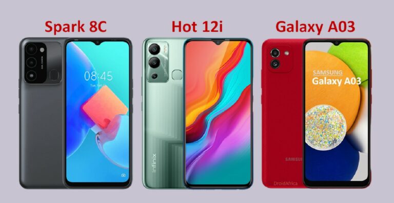 Spark 8C vs Hot 12i vs Galaxy A03