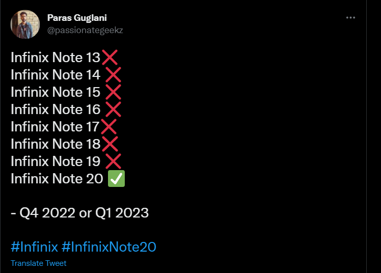 Infinix note 20 leaks REPORTS: Infinix might jump to Note 20-series from her current 12-series