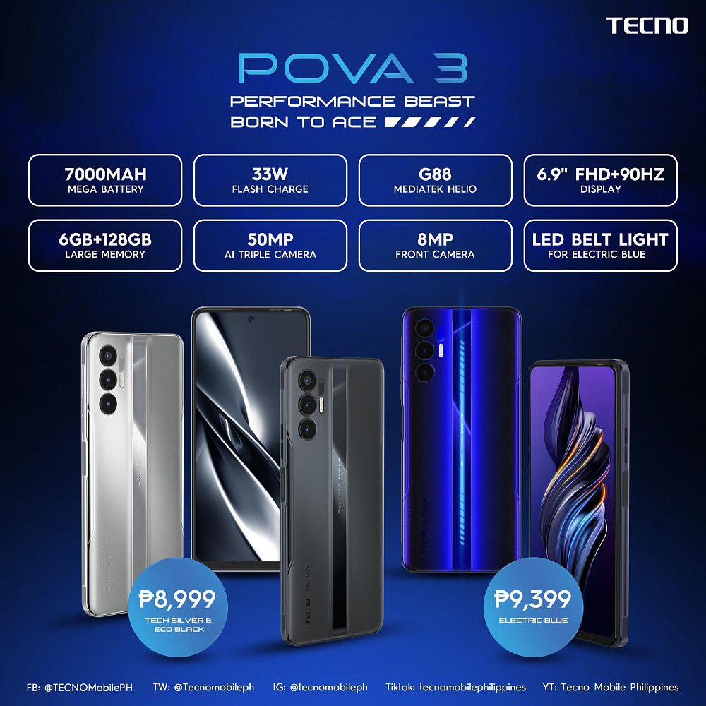 Tecno POVA 3 now official; rocks 7000mAh battery with Helio G88 CPU price of tecno pova 3