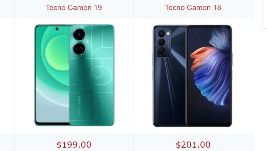 Tecno Camon 19 vs Camon 18; specs comparison | DroidAfrica