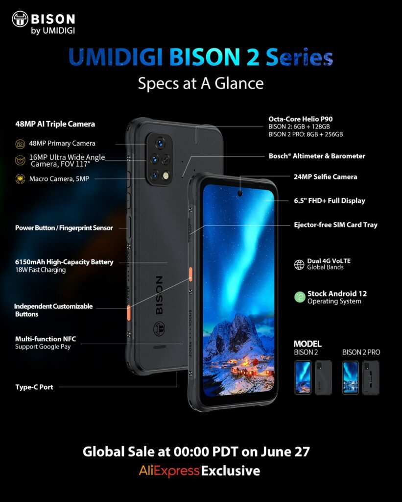 UMIDIGI BISON 2 Series with Helio P90 CPU and 6.5" screen announced UMIDIGI Bison 2 specs at a glance