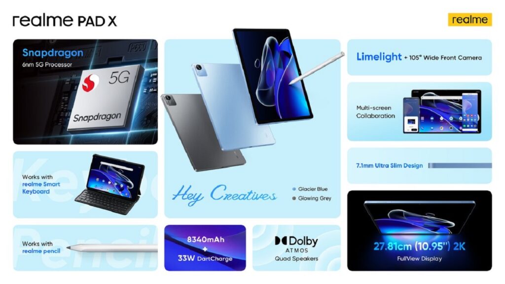 Realme Pad X goes official with 11" 2K display and Snapdragon 695 CPU key features of realme pad X