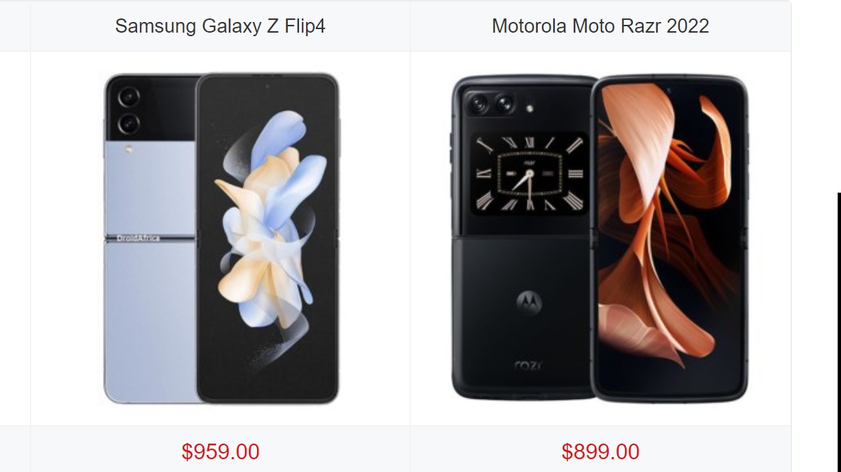 Galaxy Z Flip4 vs Moto Razr 2022 comparison