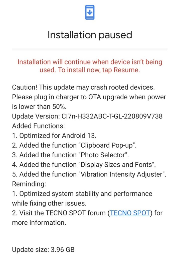 Android 13 OS is already running on Tecno Camon 19 Pro 5G in multiple regions Android 13 changelog for Camon 19 Pro 5G