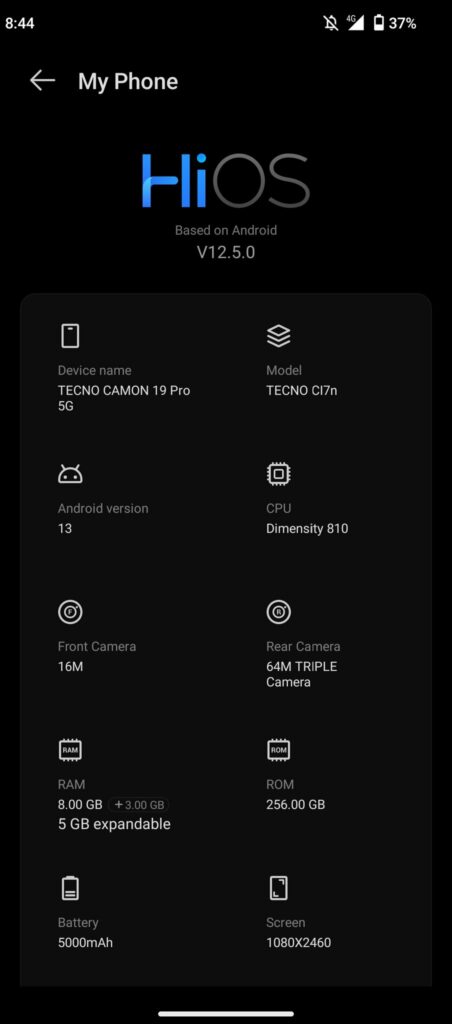 Android 13 OS is already running on Tecno Camon 19 Pro 5G in multiple regions Android 13 on Camon 19 Pro 5G 2