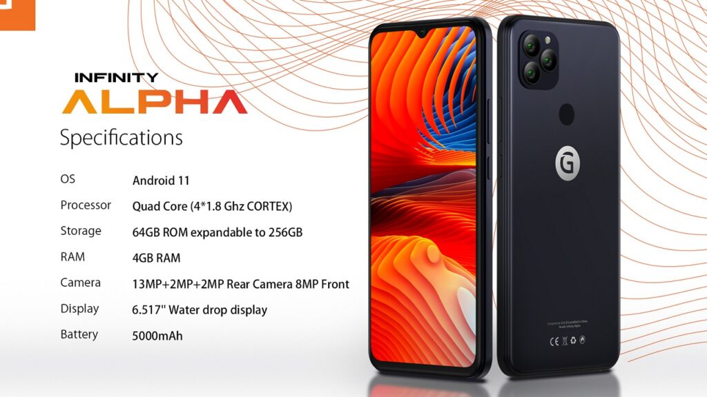 GTel Infinity Alpha with a quad-core CPU announced in Zimbabwe GTel Infinity Alpha key specs