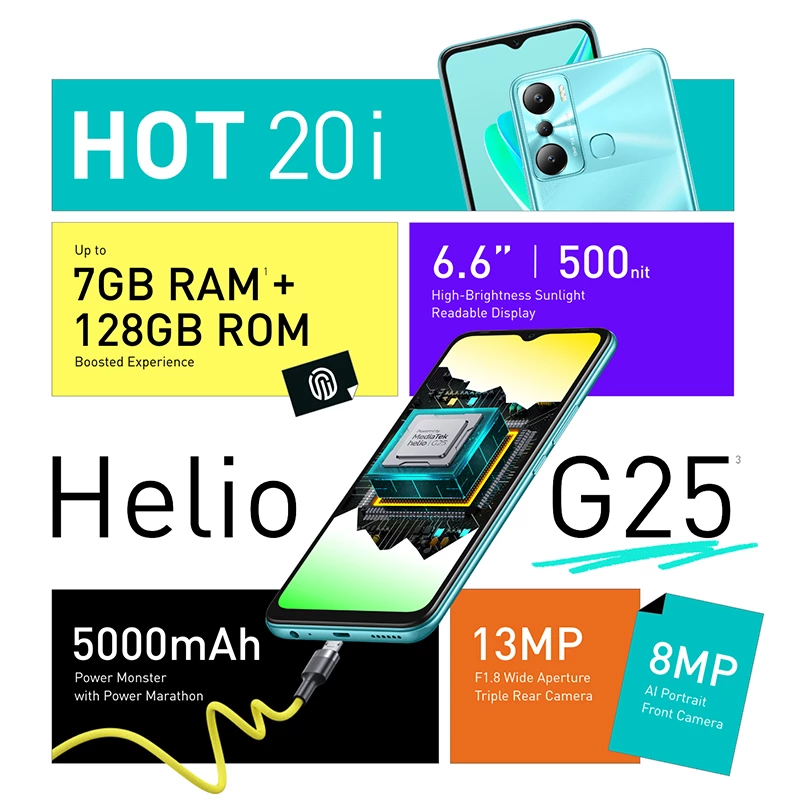 Key specs of infinix Hot 20i Infinix Hot 20i with Helio G25 CPU is now available in Nigeria Key specs of infinix Hot 20i