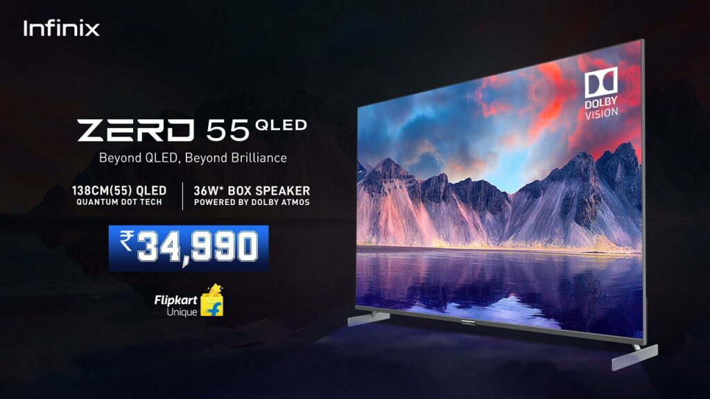 Infinix Zero Android TV with 55-inches 4K QLED display announced pricing of Infinix Zero 55 inches tv in India