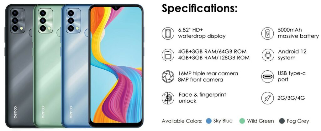Benco V90 color options 1024x419 Benco V90 announced with 6.82 -inches screen Benco V90 color options