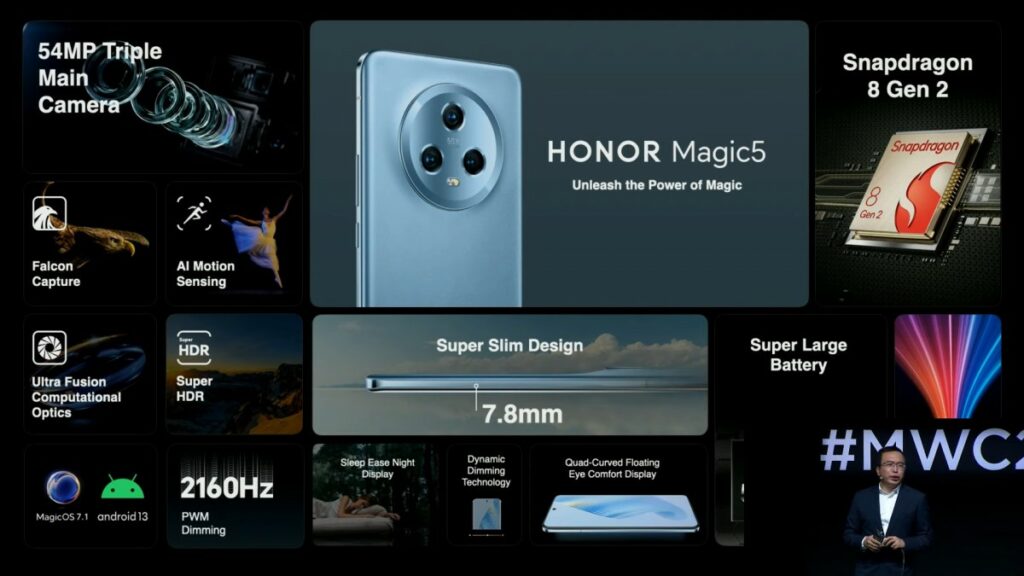 HONOR Magic5 key features 6520914 1024x576 HONOR Magic5 is now official, powered by Qualcomm's Snapdragon 8 Gen 2 HONOR Magic5 key features 6520914